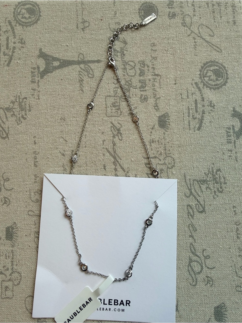 NWT BaubleBar Crystal Solo Strand Silver Necklace 16"
